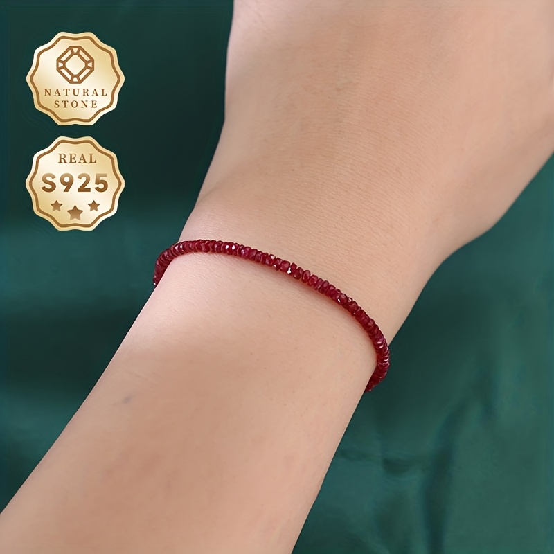 Women's Adjustable Gemstone Bracelet in S925 Silver